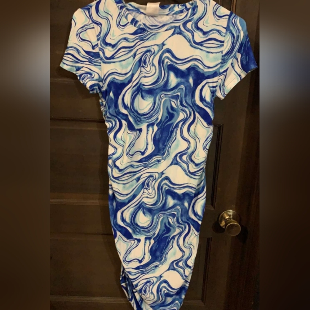 No Boundaries Blue & White Mini Dress